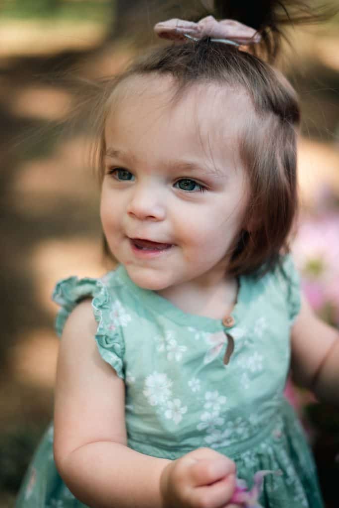 Children Portrait Smiling Toddler Green Floral Dress - Spring Lake, NC